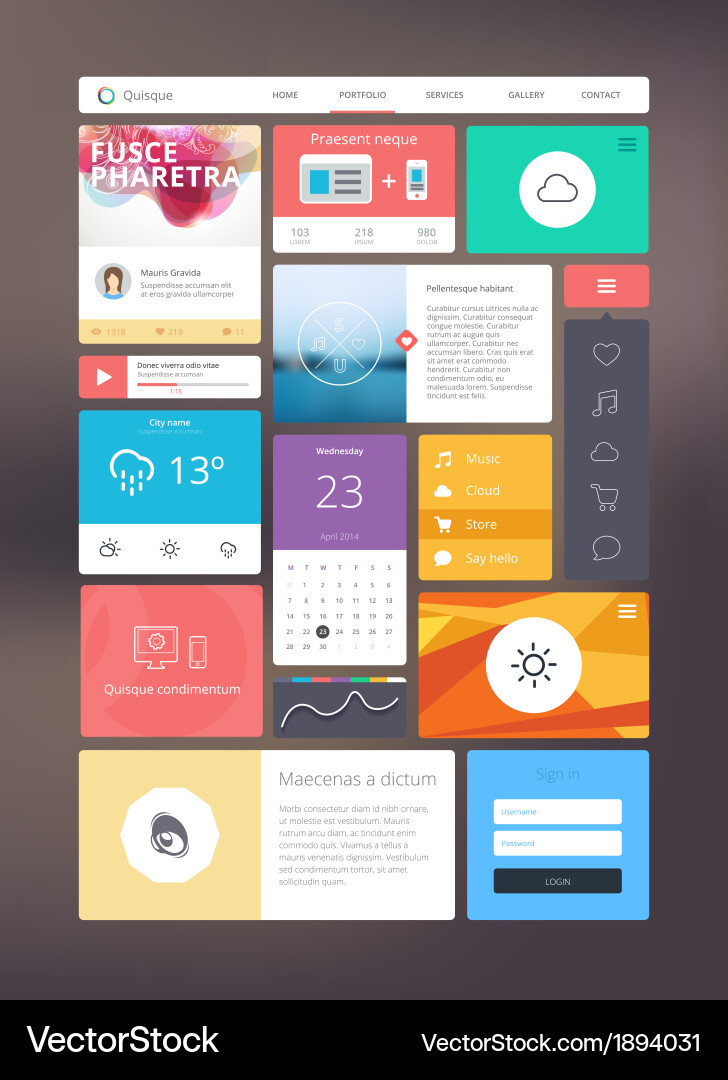 Modern UI Kit - Responsive Web vector image