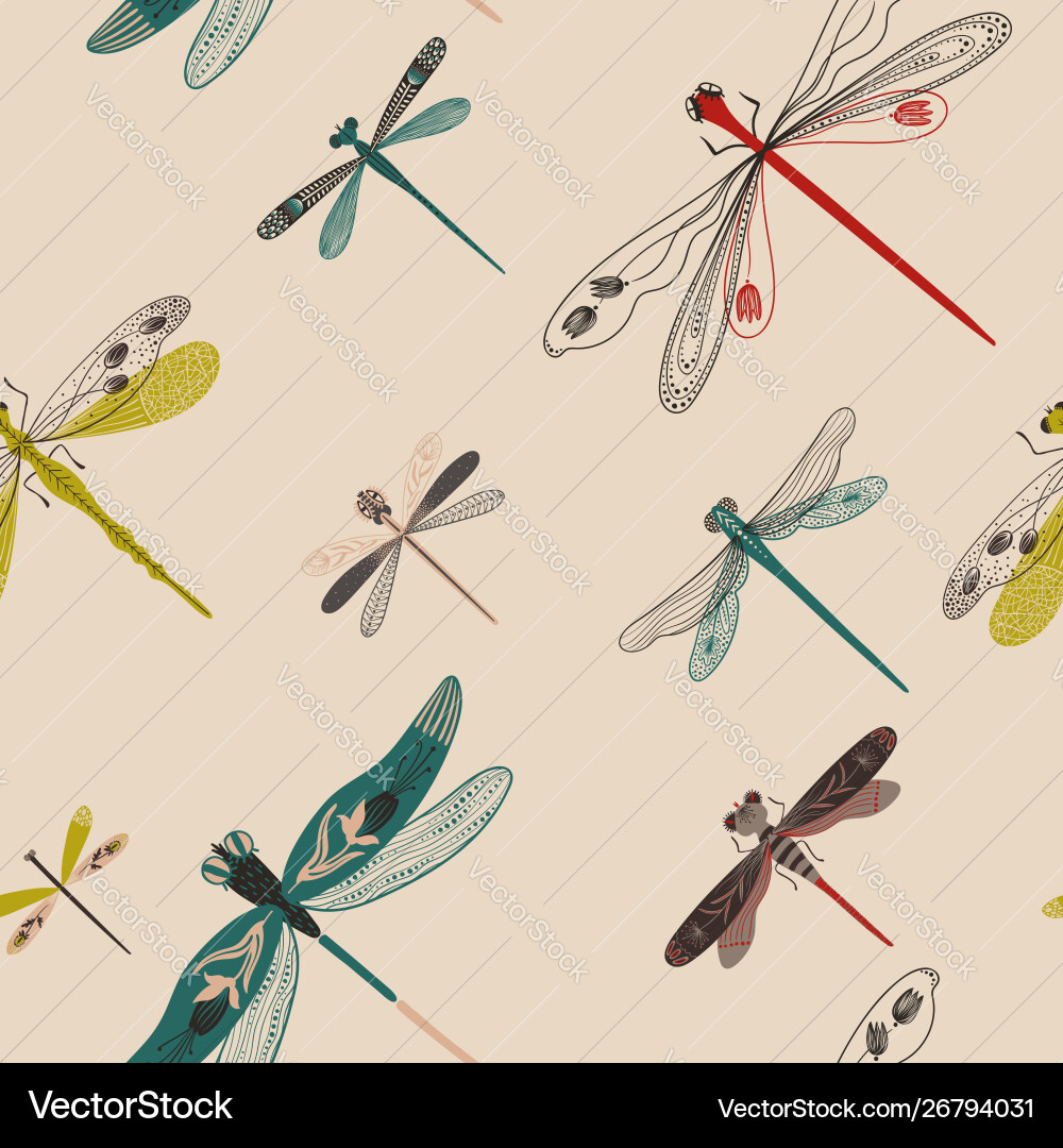 Ornen Sie Dragonfly Muster Vektorbild