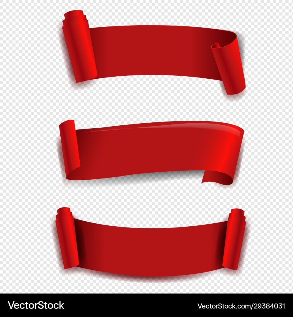 Red ribbon set transparent background Vector Image
