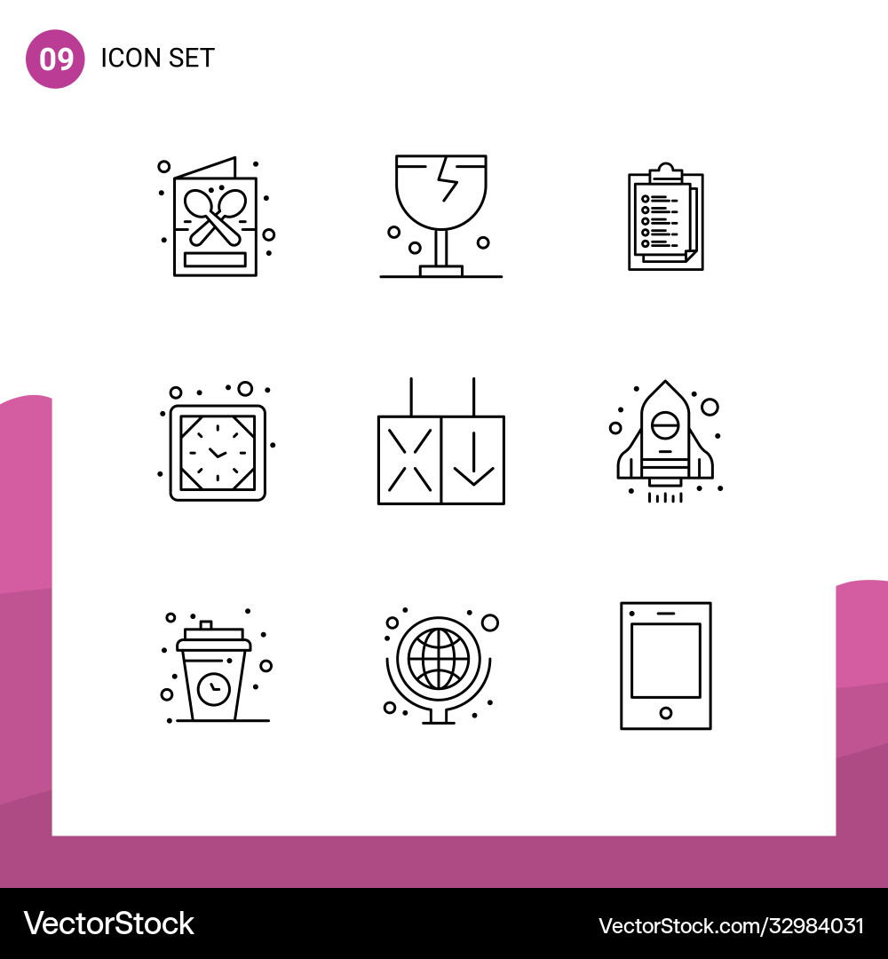 Set 9 outlines on grid for watch timer Vector Image