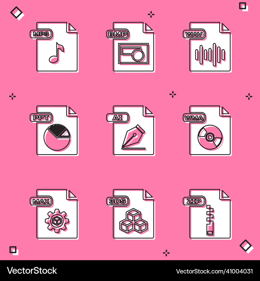 Set mp3 file document bmp wav ppt ai wma max Set mp3 file document bmp wav ppt ai wma max vector image