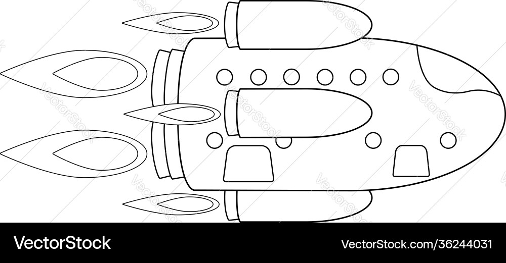 Spaceship in flight - linear picture Spaceship in flight - linear picture vector image