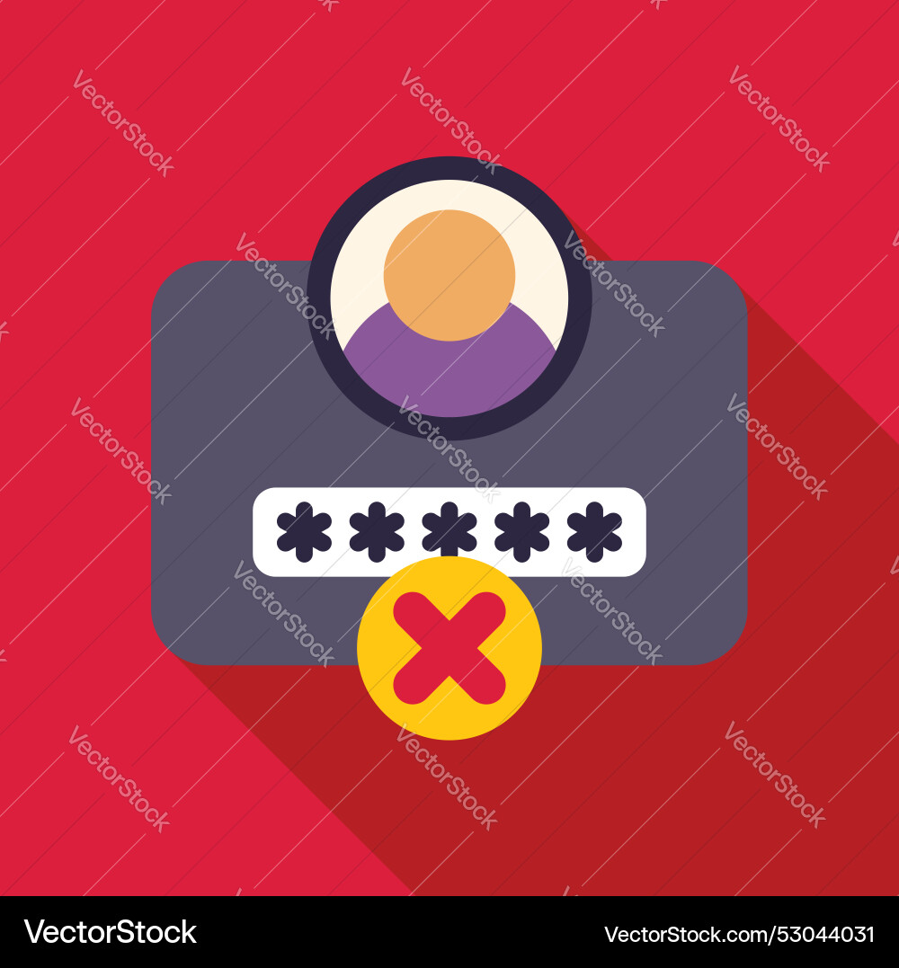 System showing wrong password notification during System showing wrong password notification during vector image