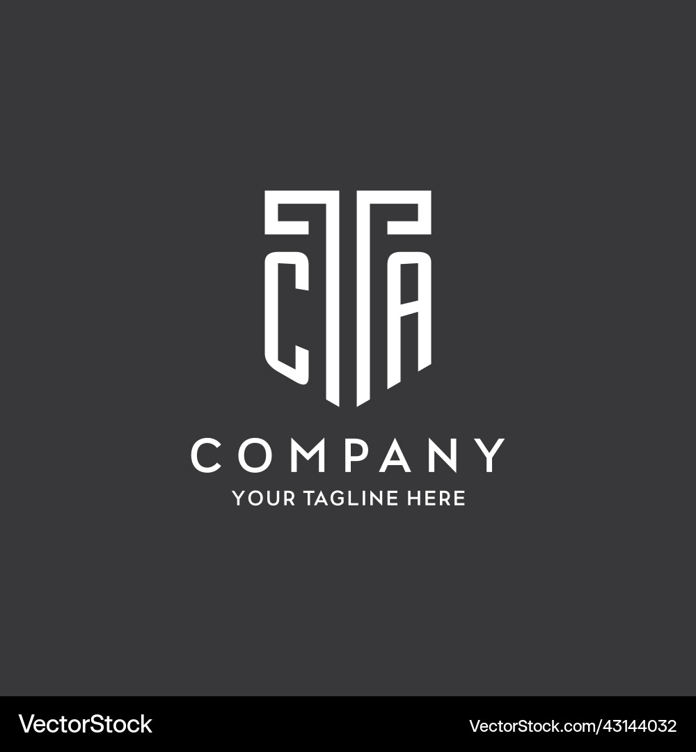 Ca monogram initial name with shield shape icon Ca monogram initial name with shield shape icon Vector Image