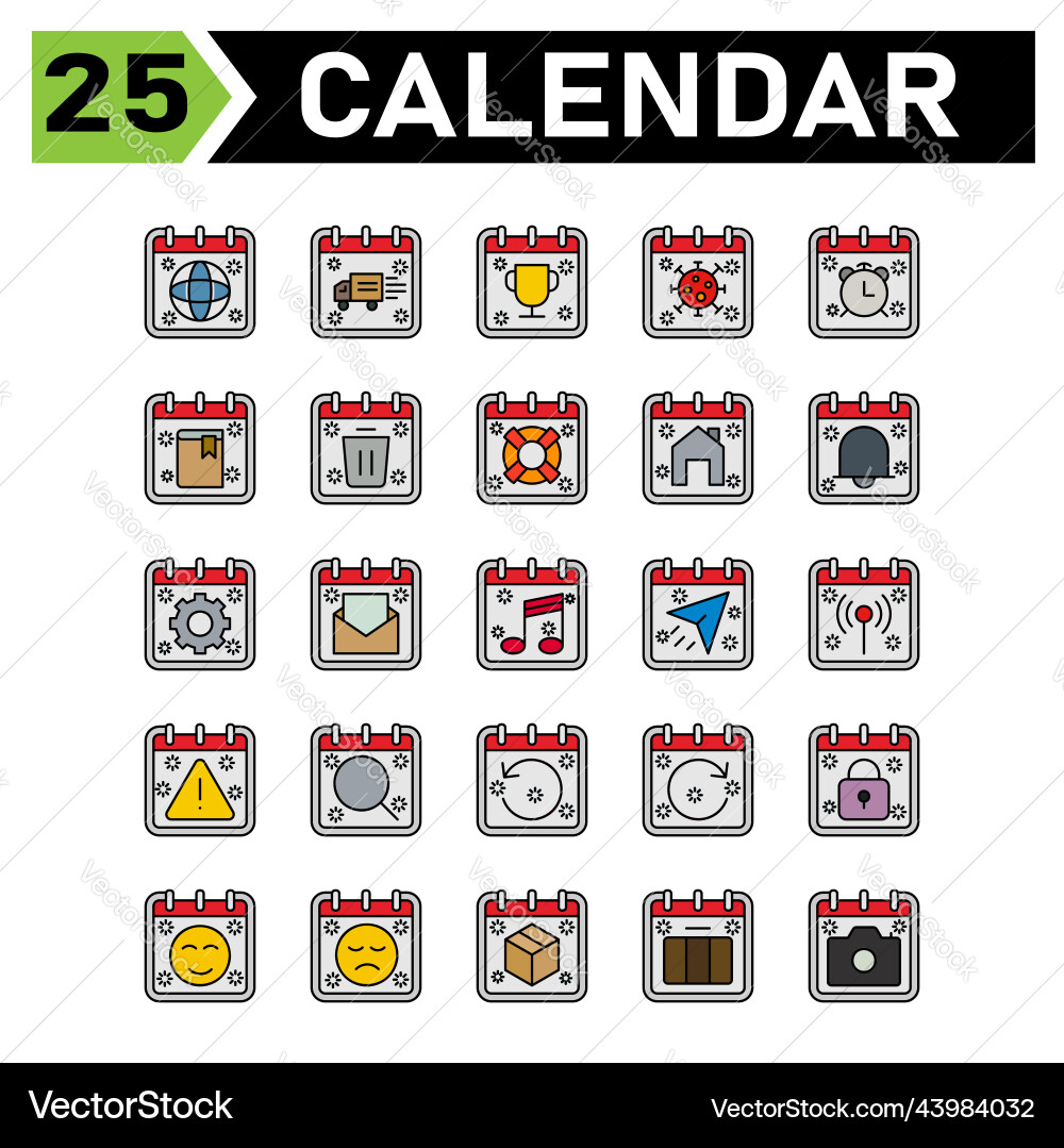 Calendar event icon set include global world Calendar event icon set include global world Vector Image