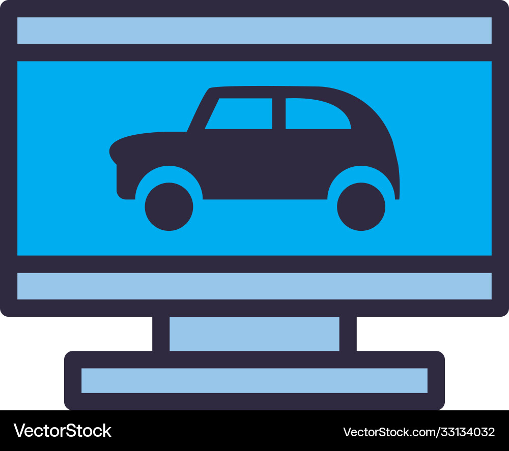 Car in computer line and fill style icon Vector Image
