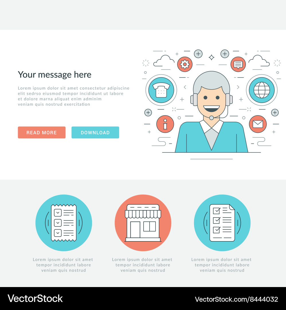 Flat line business concept web site header vector image