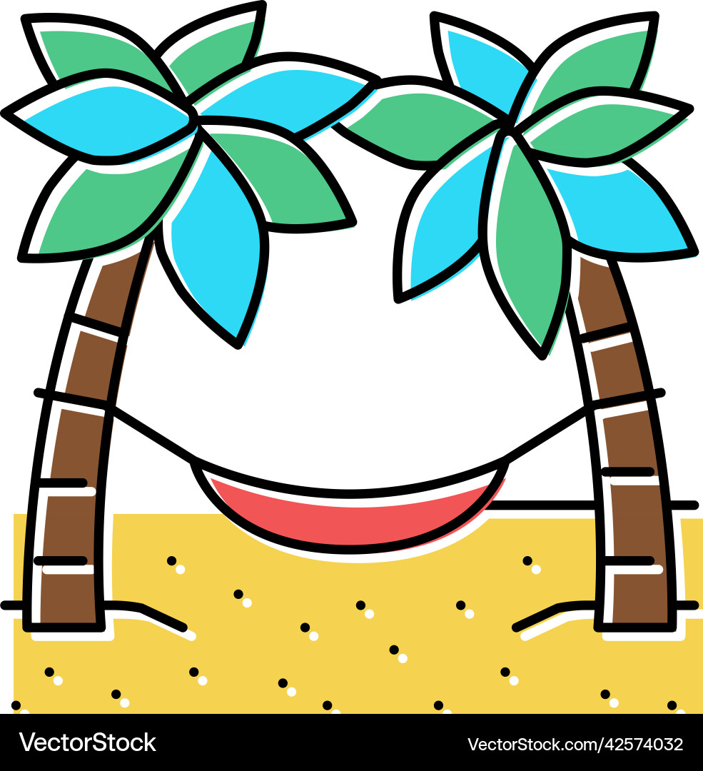 Hammock between palm trees color icon Hammock between palm trees color icon vector image