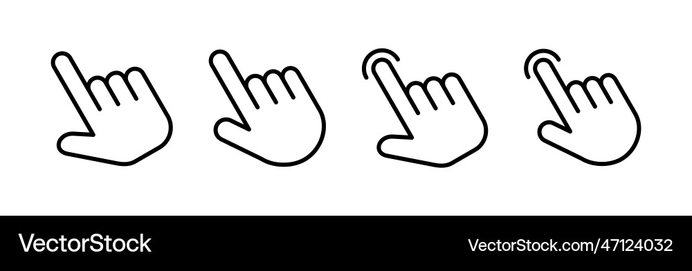 Hand click icon pointer cursor Hand click icon pointer cursor vector image