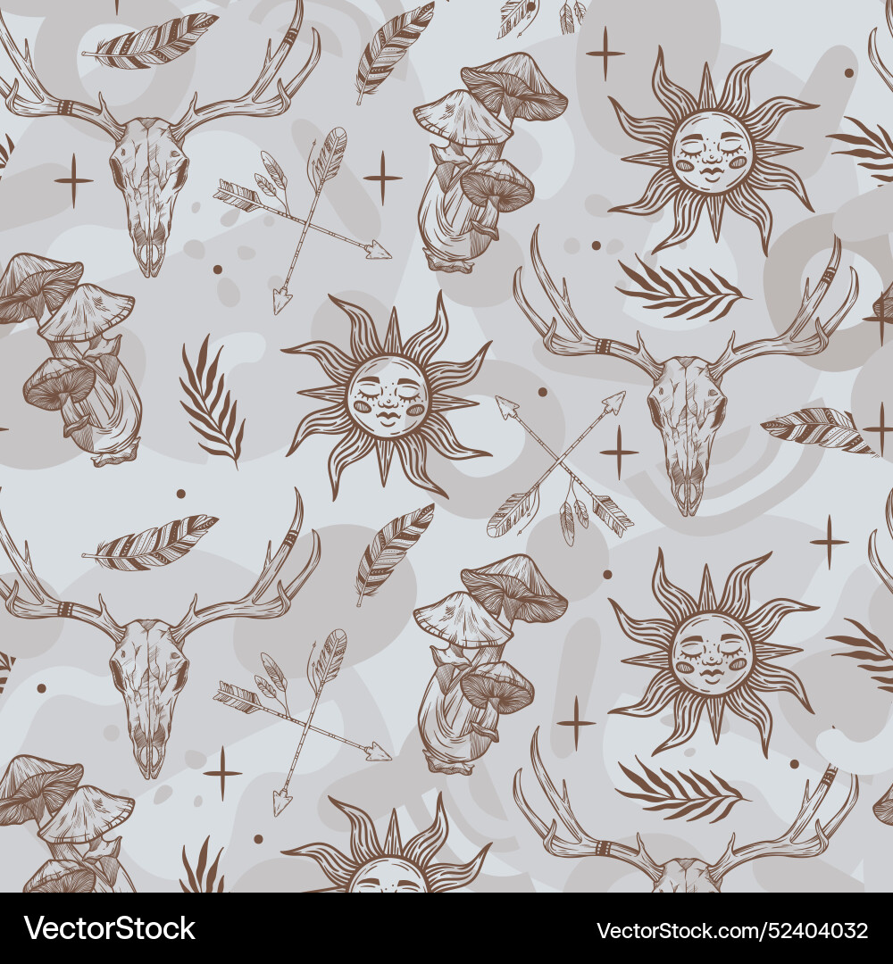 Hand drawn boho style pattern Vector Image