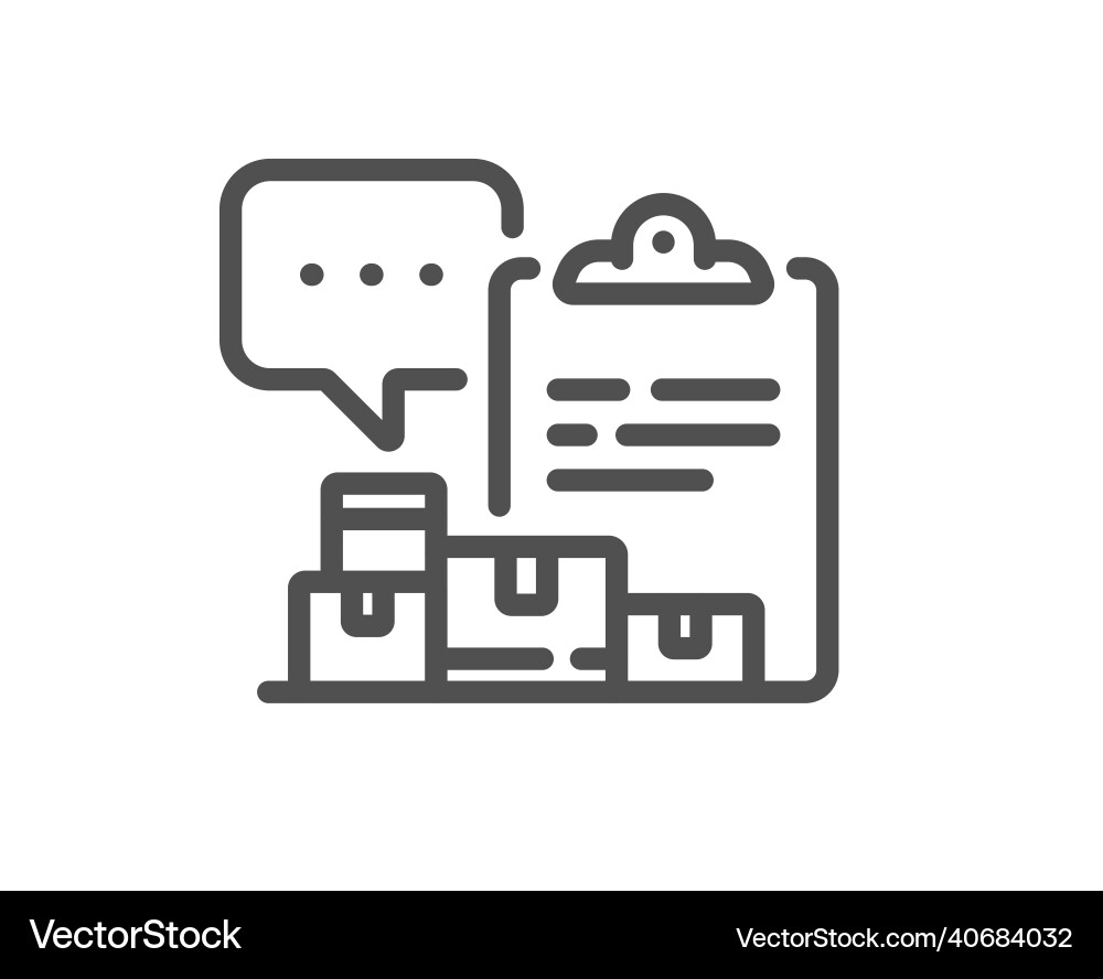 Inventory report line icon warehouse pallet sign Inventory report line icon warehouse pallet sign vector image