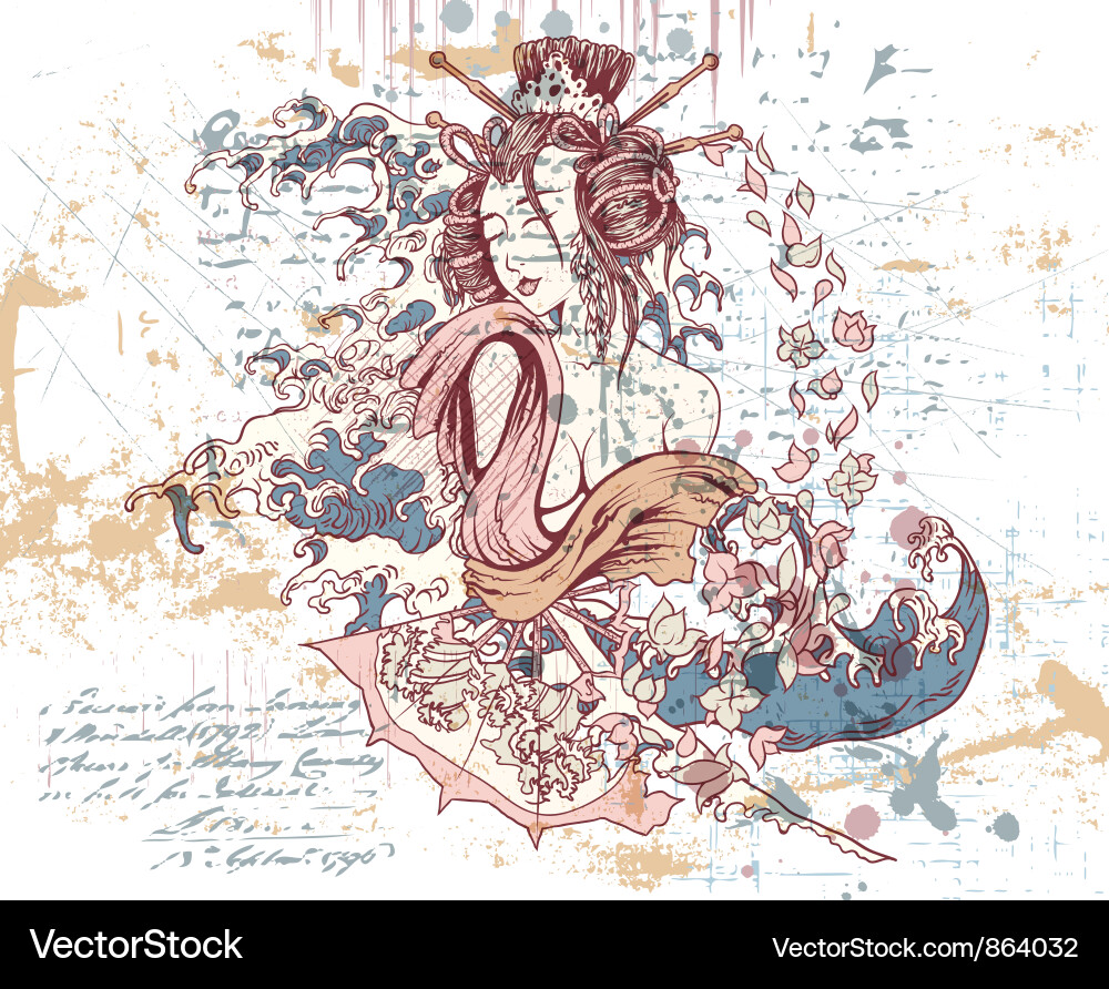 Japanese Watercolor Splash vector image