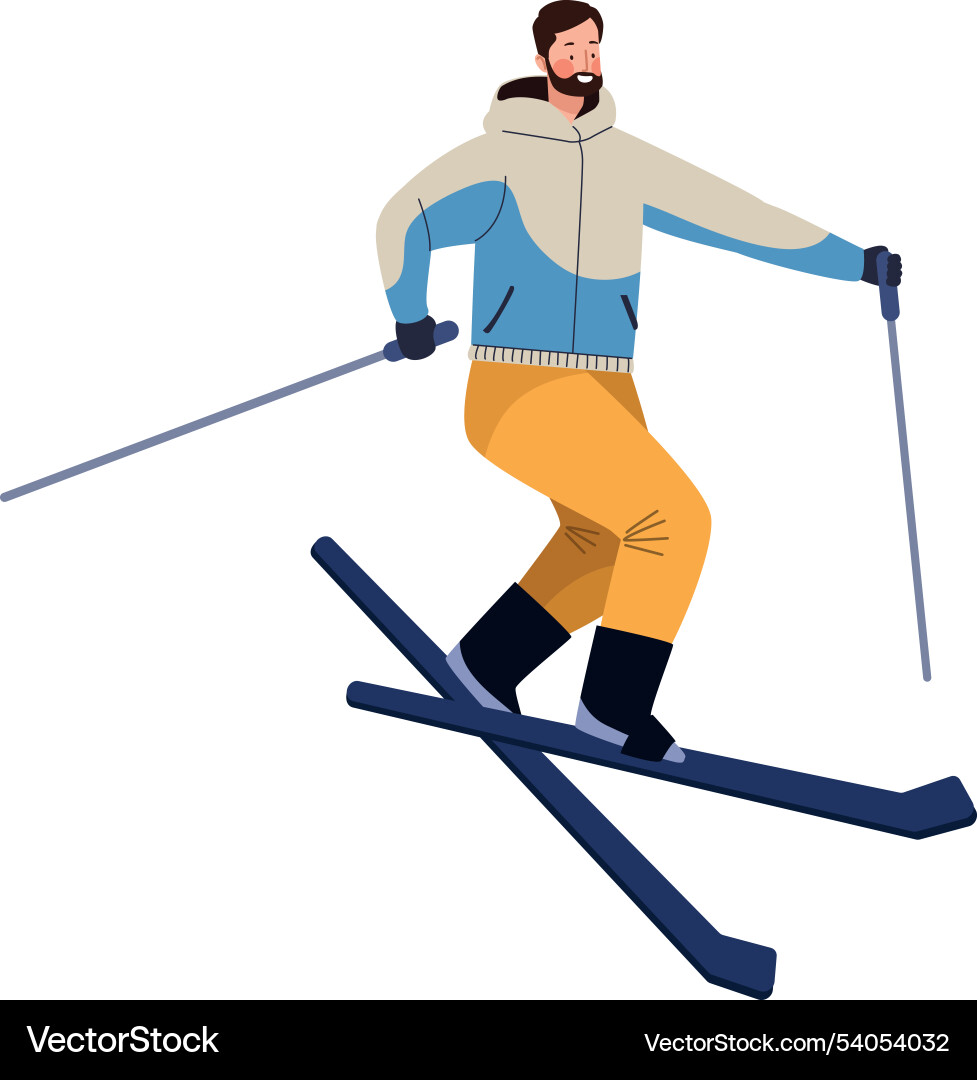 Man character practicing skiing Vector Image