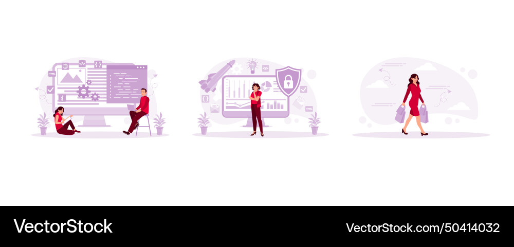 Men write script code development management Men write script code development management vector image