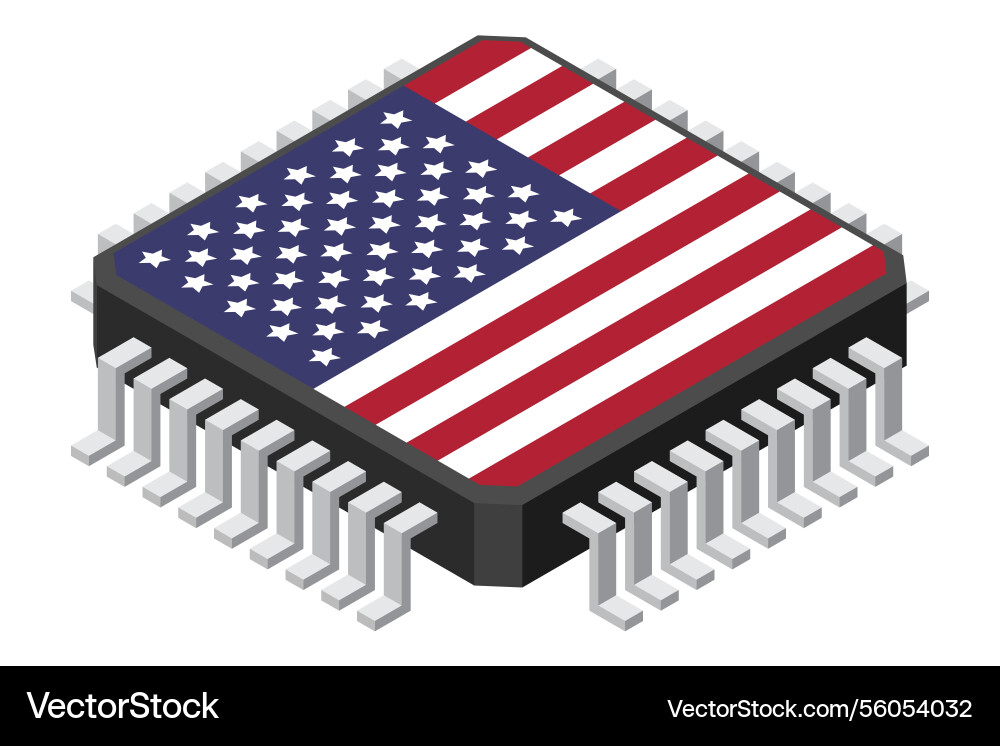 Microchip computer electronic component with usa Microchip computer electronic component with usa vector image