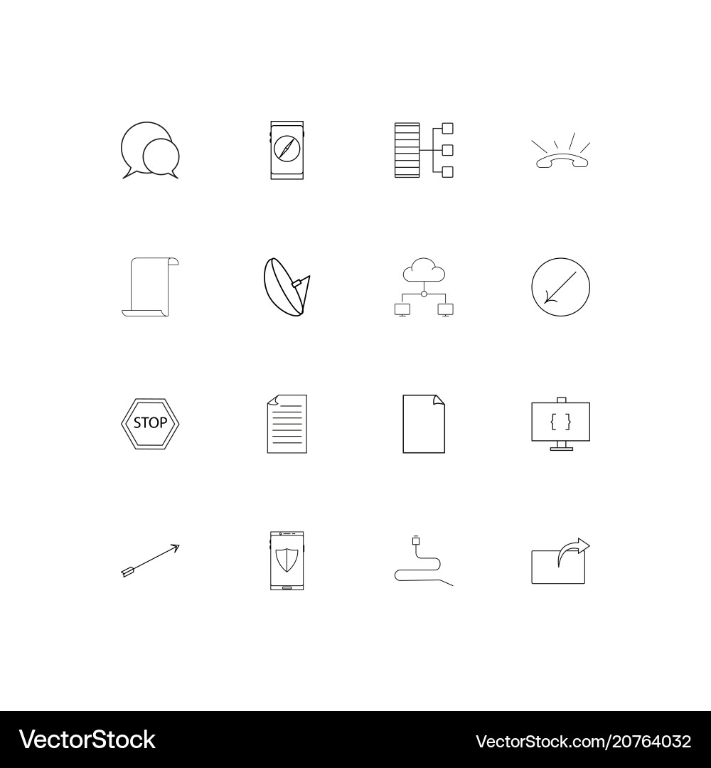 Network and database linear thin icons set vector image