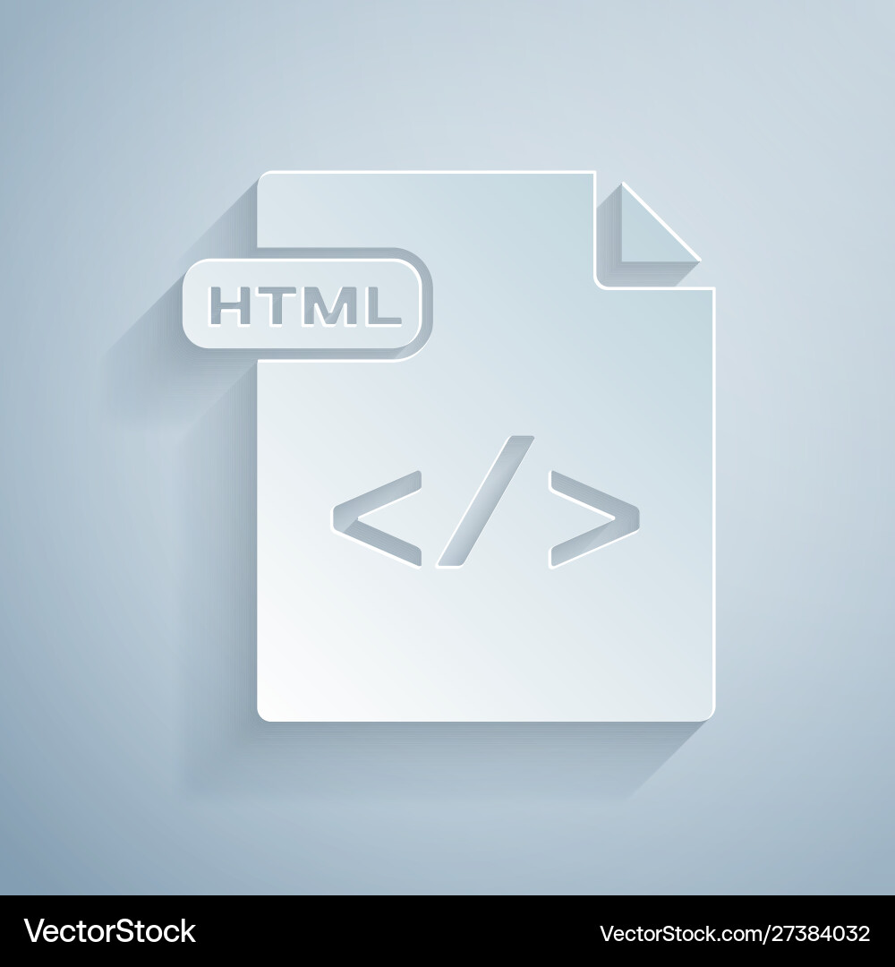 Paper cut html file document download button Paper cut html file document download button vector image