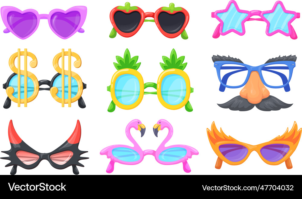 Party spectacles funny glasses carnival dress Party spectacles funny glasses carnival dress vector image