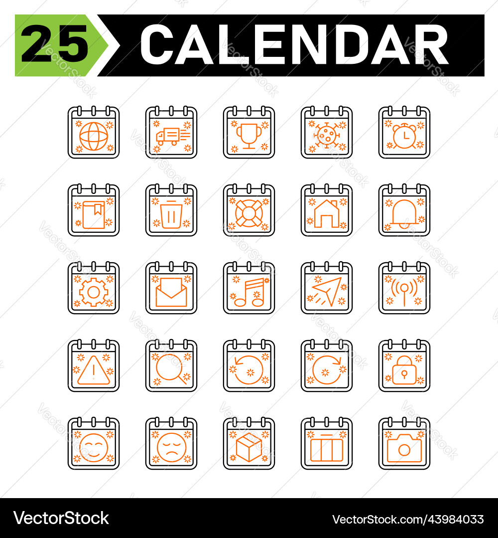 Calendar event icon set include global world Calendar event icon set include global world vector image