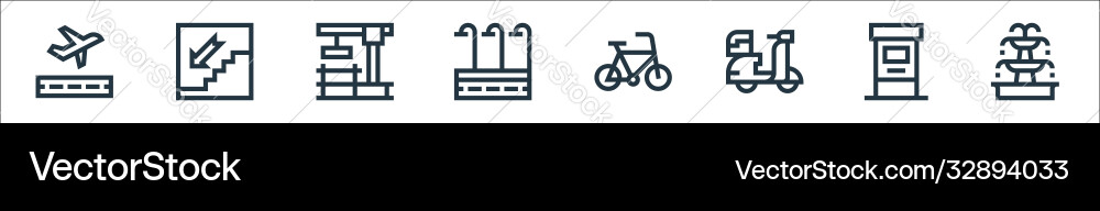City life line icons linear set quality City life line icons linear set quality vector image