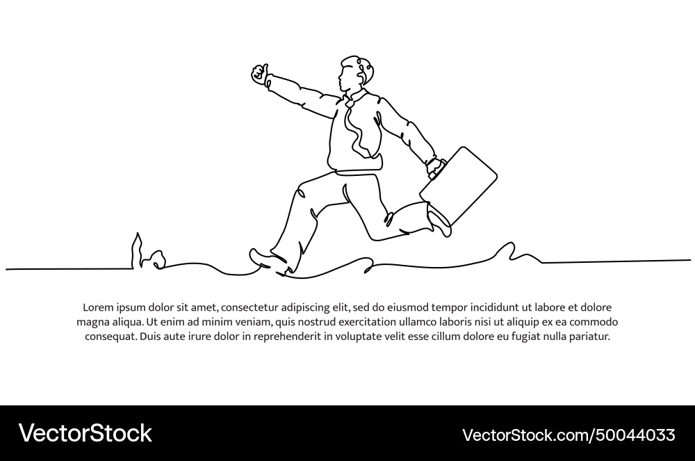 Continuous line design of running workers late Vector Image