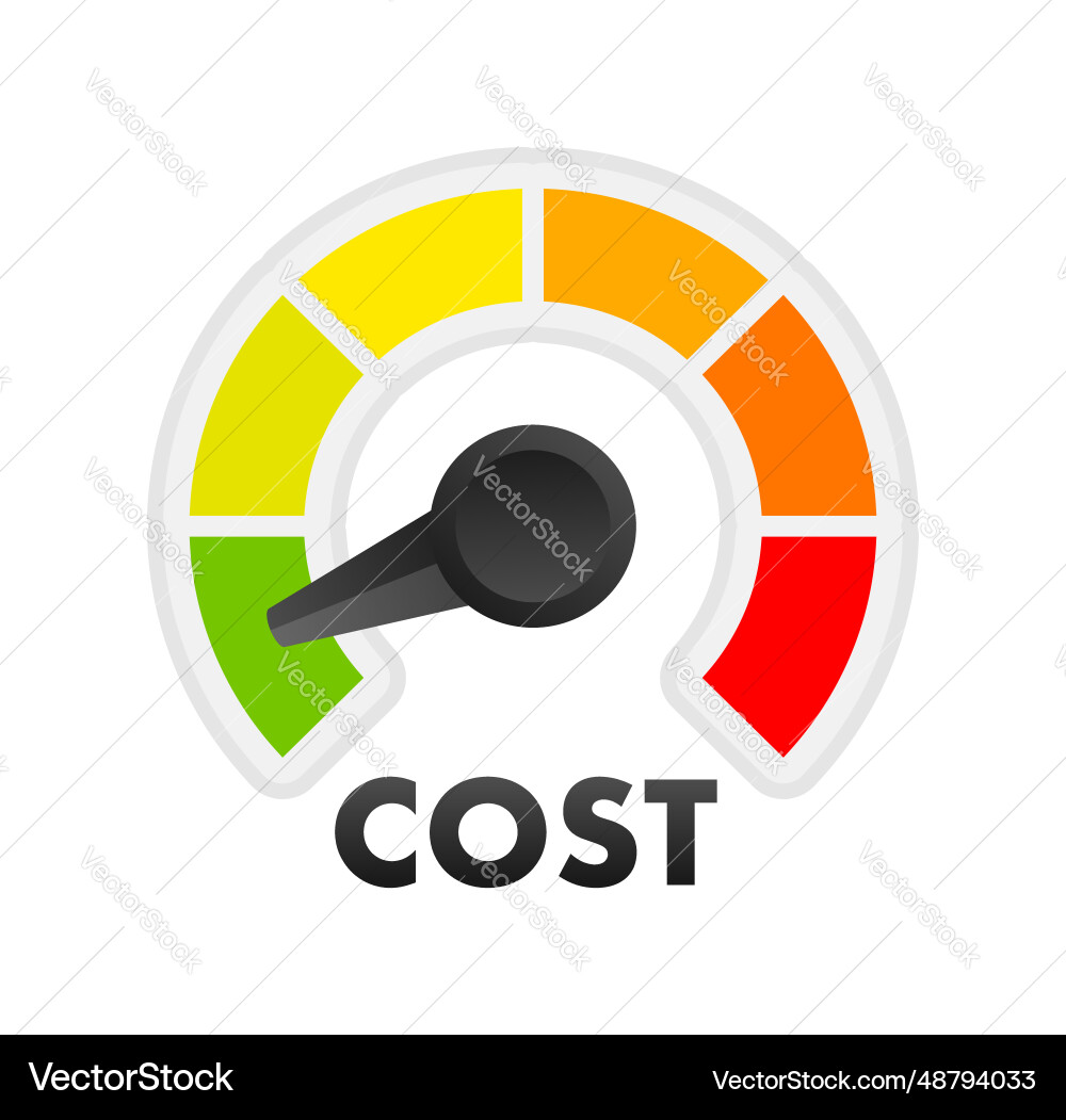 Cost reduction level meter measuring scale Cost reduction level meter measuring scale vector image