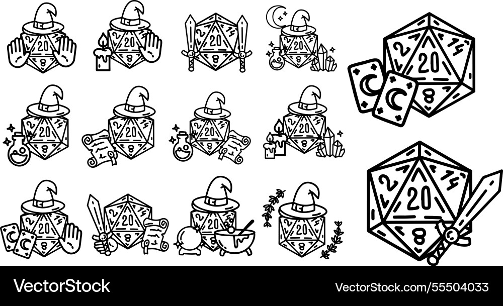 Dnd dice rpg board game character Dnd dice rpg board game character vector image