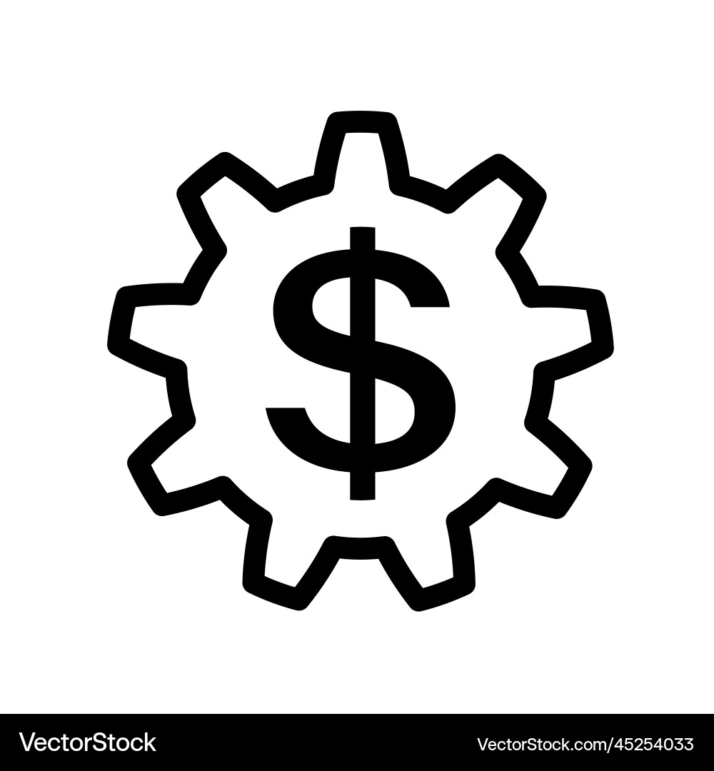 Dollar sign in the gear icon a flat style Dollar sign in the gear icon a flat style vector image