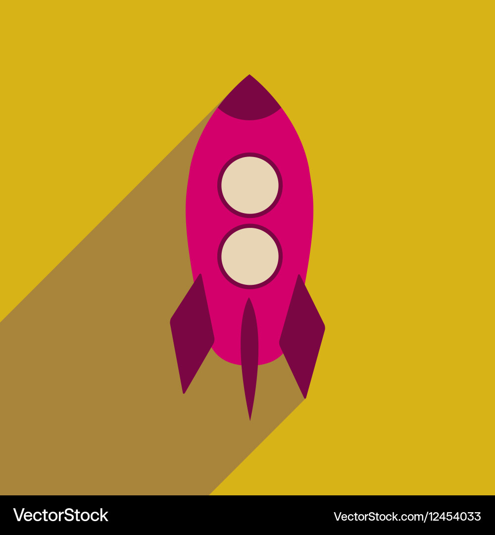 Flat web icon with long shadow rocket vector image