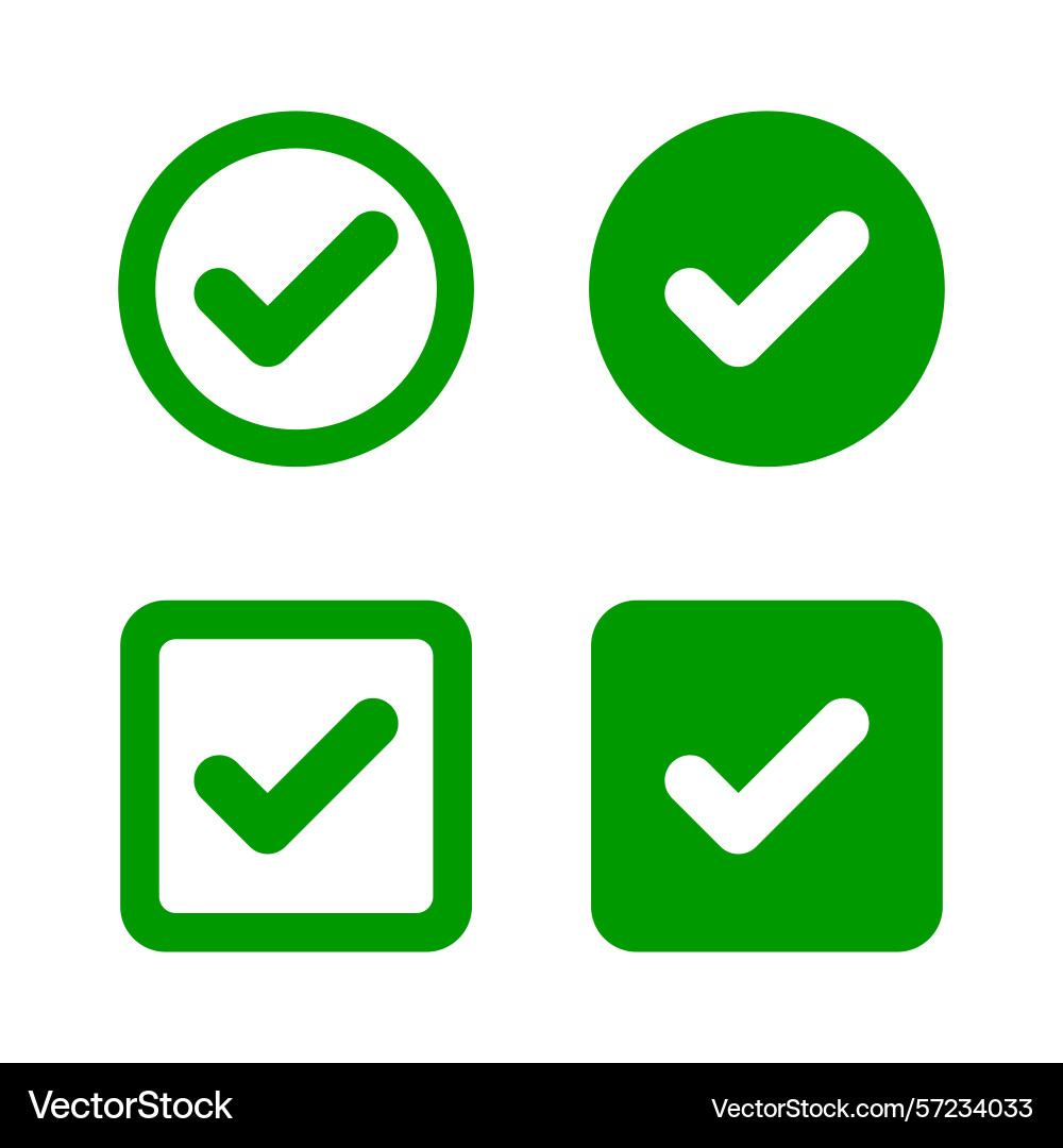 Green check mark icon in two variants approved Vector Image