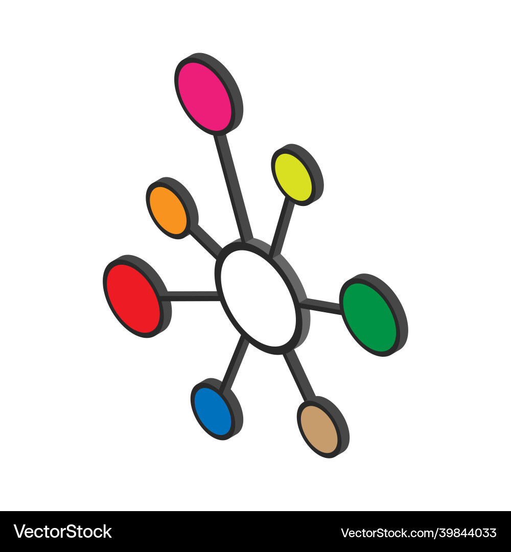 Hub flat network icon connect structure symbol Vector Image