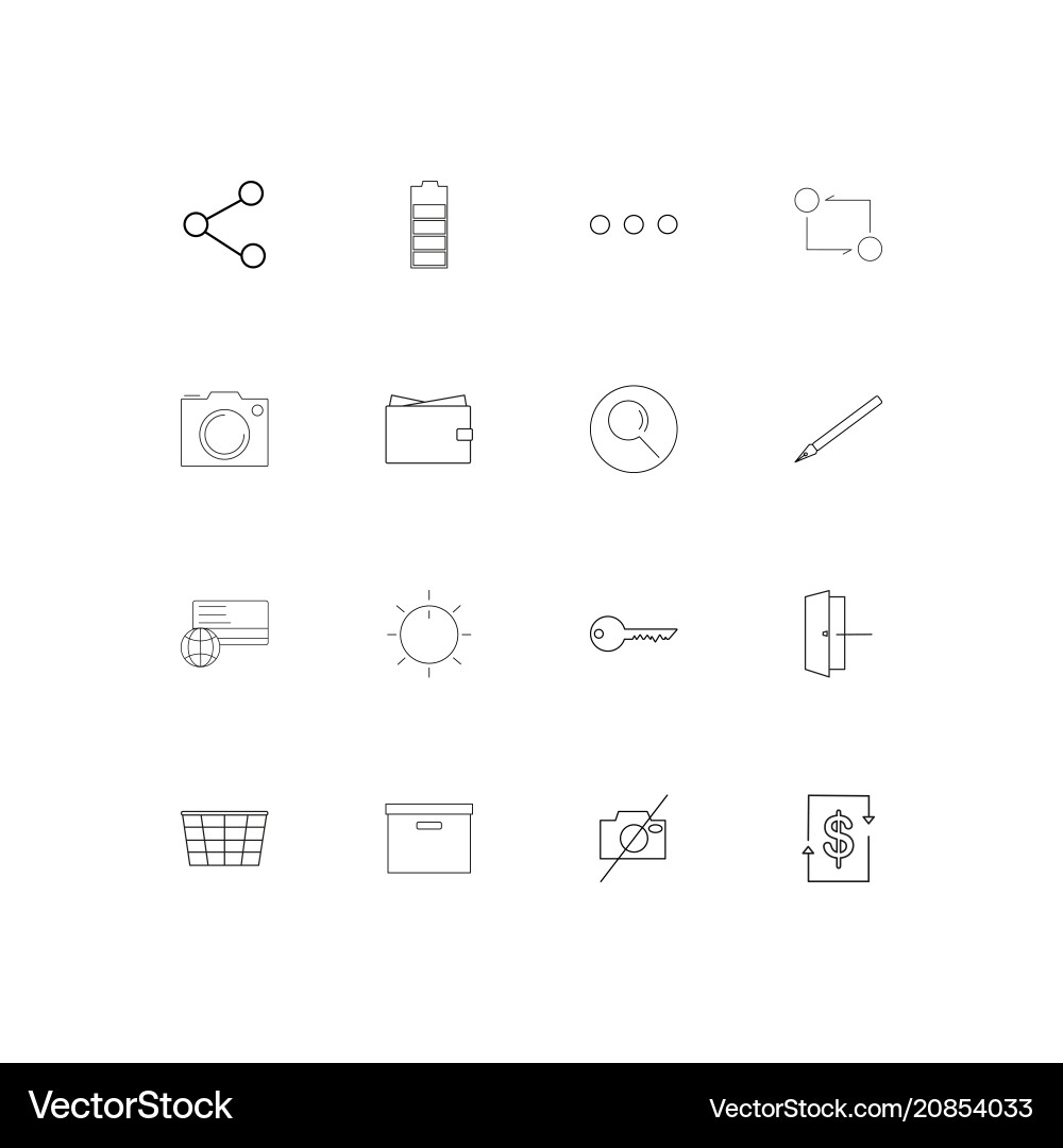 Interface linear thin icons set outlined simple vector image