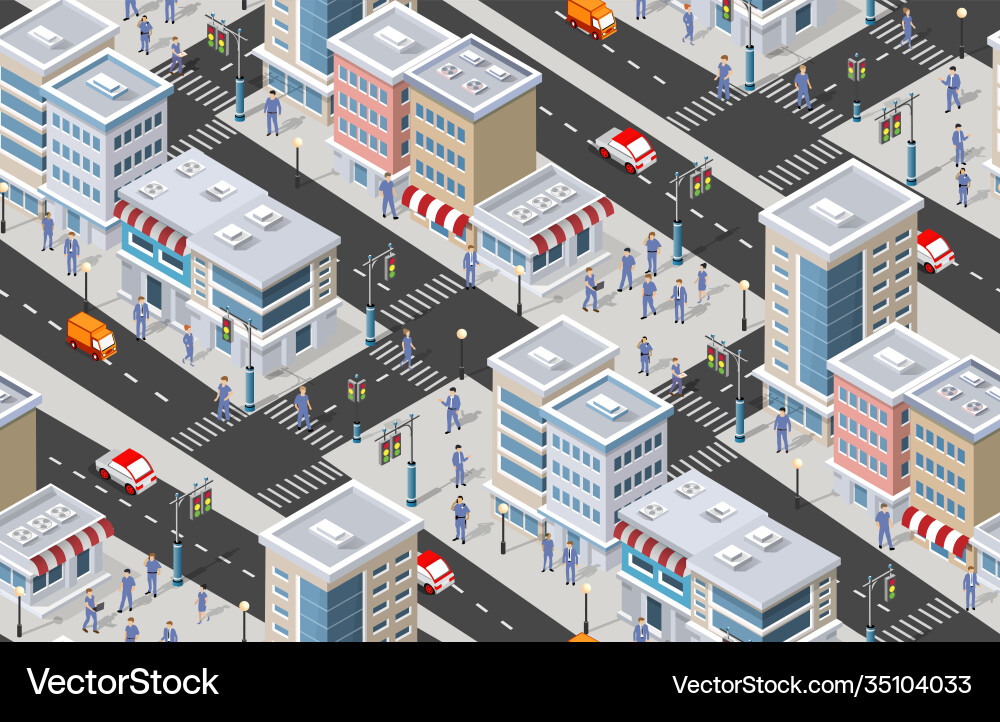 Isometric 3d module block district part Isometric 3d module block district part vector image