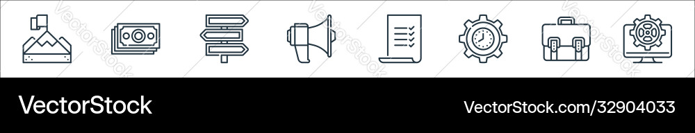 Management line icons linear set quality Vector Image
