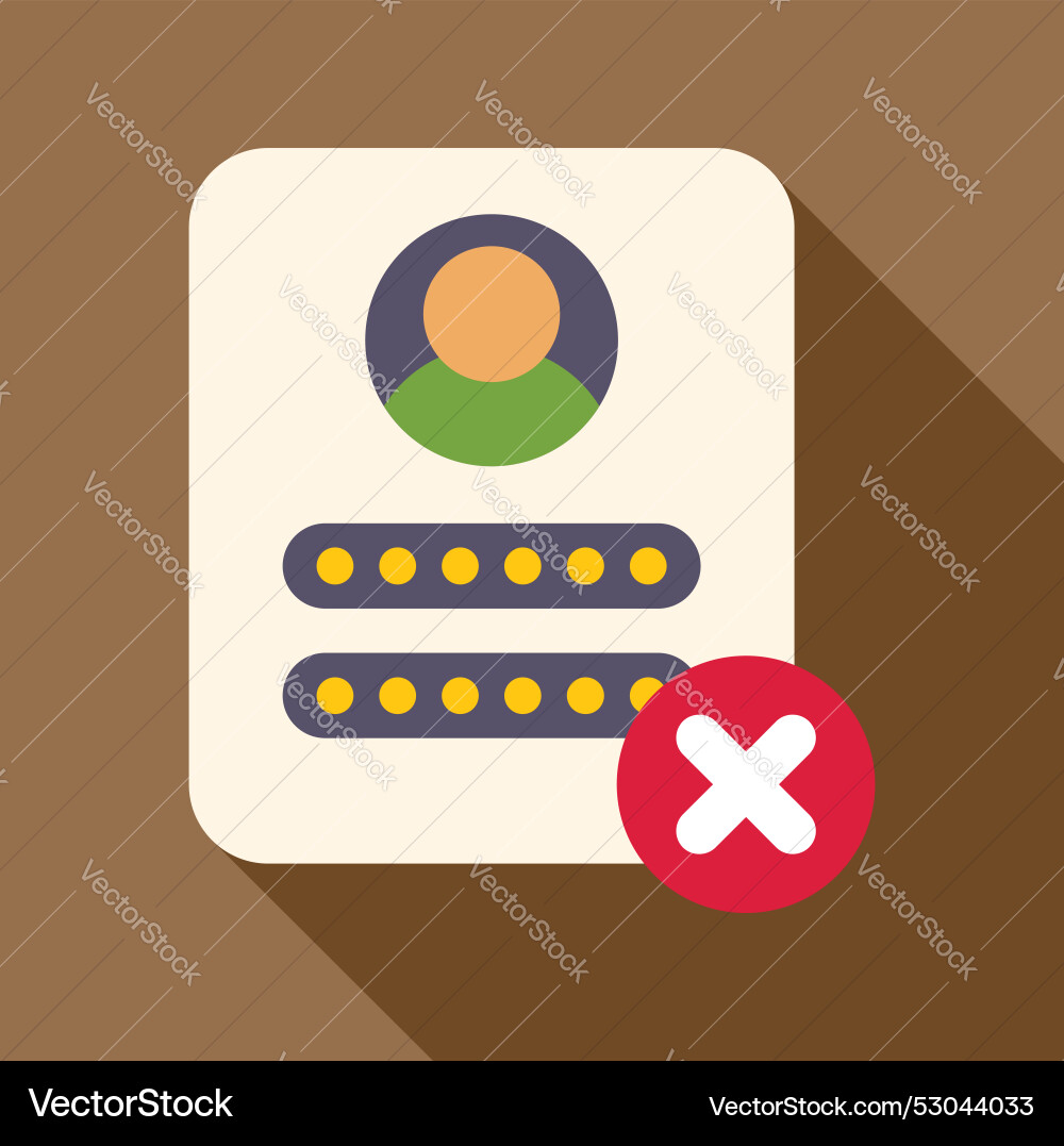 Online registration form being rejected with a red Vector Image