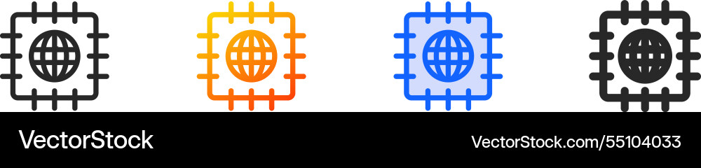 Processor iconthin linear gradient blue stroke Processor iconthin linear gradient blue stroke vector image