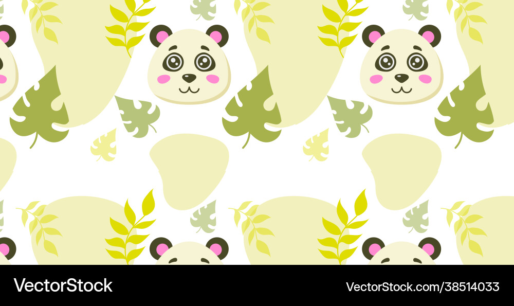 Seamless pattern bear among leaves Seamless pattern bear among leaves Vector Image