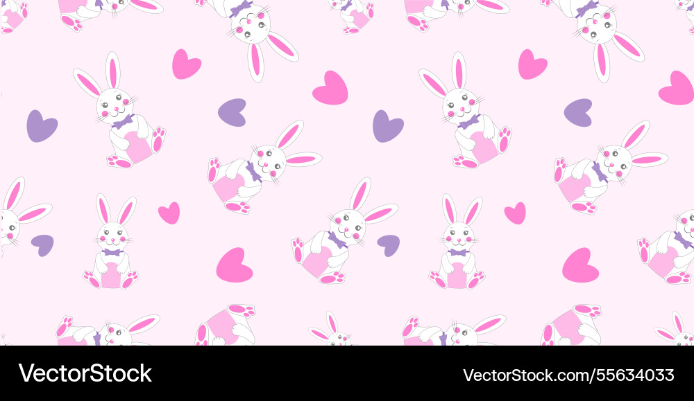Seamless pattern featuring cute bunnies Royalty Free Vector