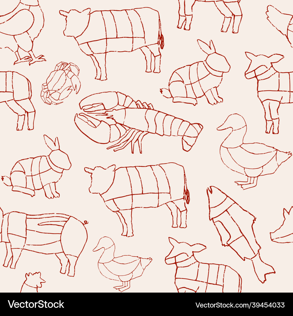 Seamless pattern in the style of handmade vector image