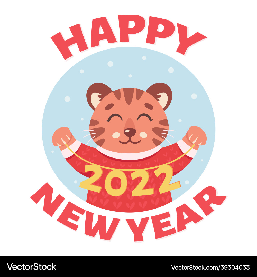 Süßer Tiger wünscht sich frohes neues Jahr 2022 Süßer Tiger wünscht sich frohes neues Jahr 2022 vektorbild