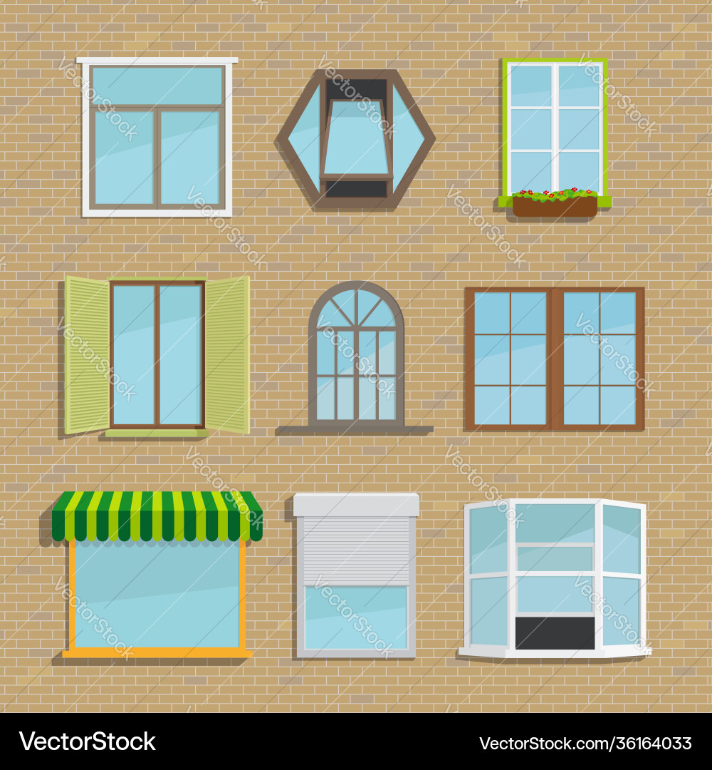 Set icons different types windows Set icons different types windows Vector Image