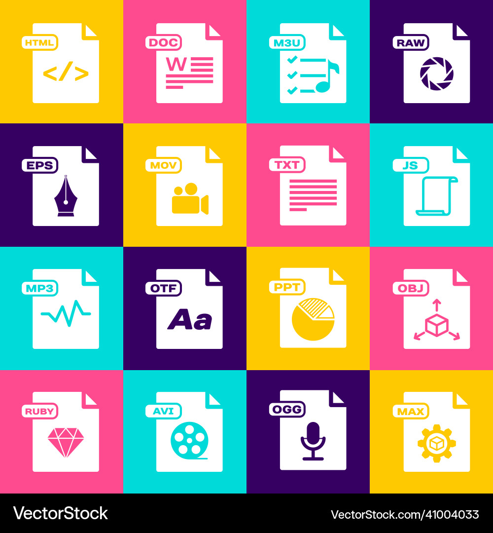 Set max file document obj js m3u mov eps Set max file document obj js m3u mov eps vector image