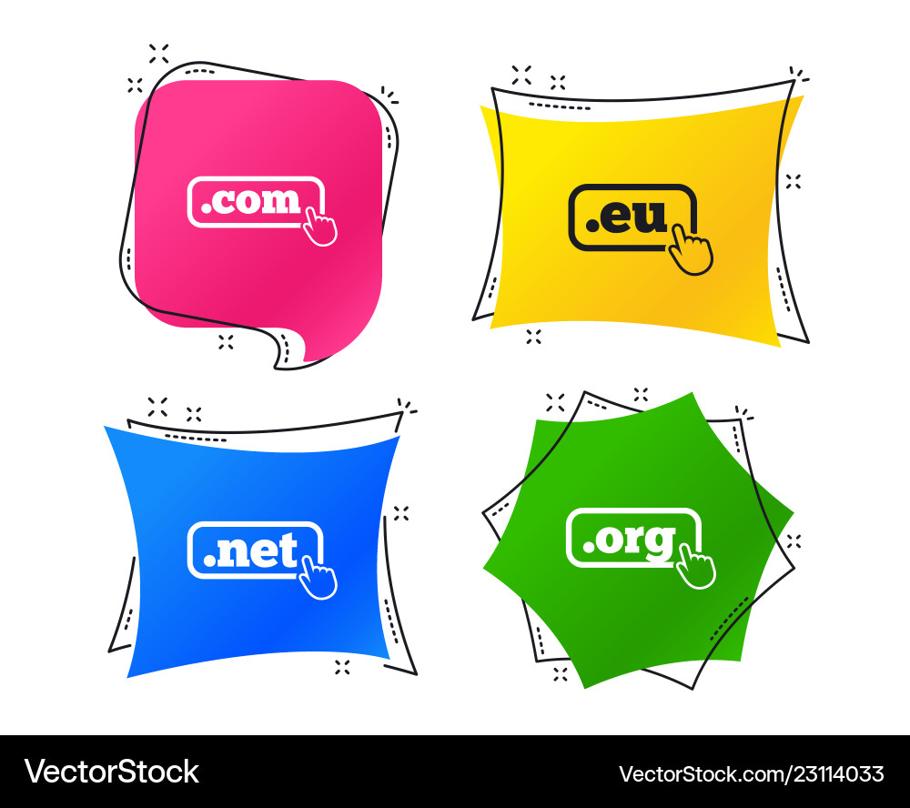 Top-level domains signs com eu net and org Top-level domains signs com eu net and org vector image