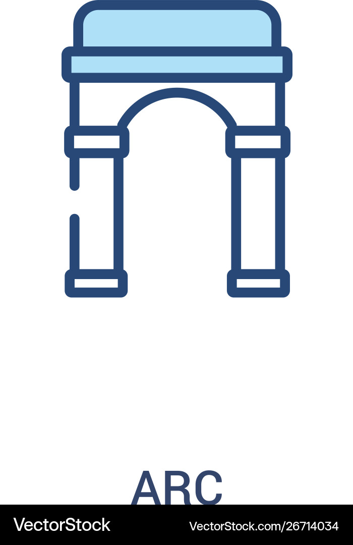 Arc concept 2 colored icon simple line element Arc concept 2 colored icon simple line element vector image