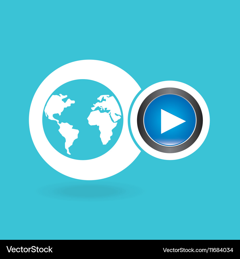 Button video player global connection design vector image