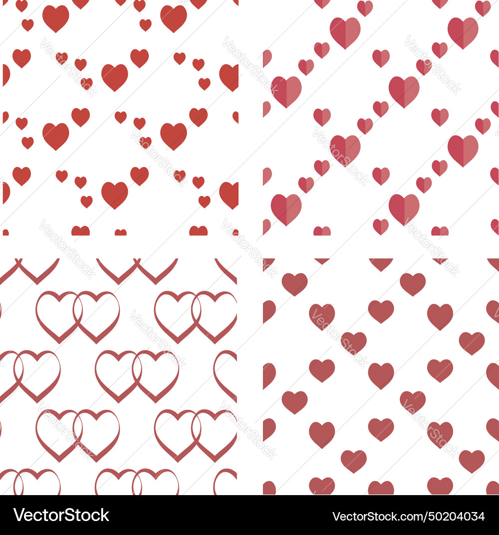 Collection with seamless patterns simple red Vector Image