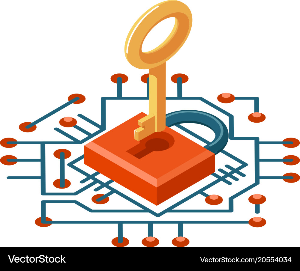 Cybersecurity Key Lock Network Vector Image