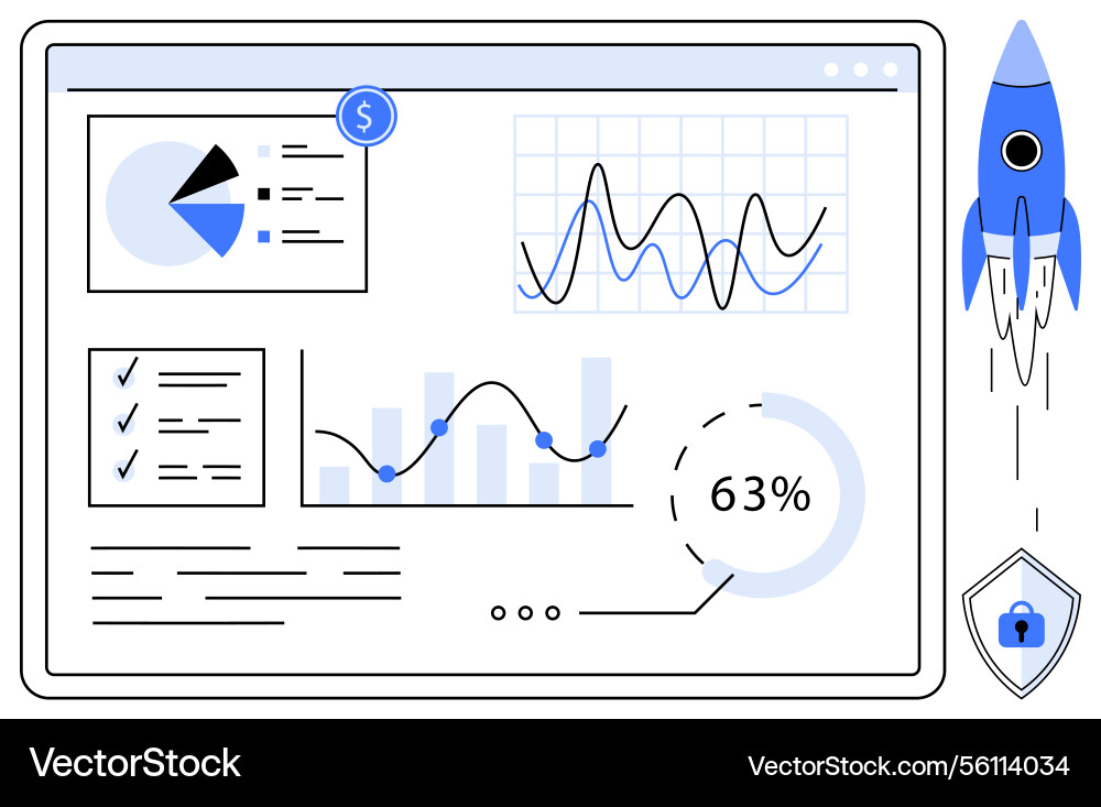 Data analysis dashboard with graphs pie chart Data analysis dashboard with graphs pie chart vector image