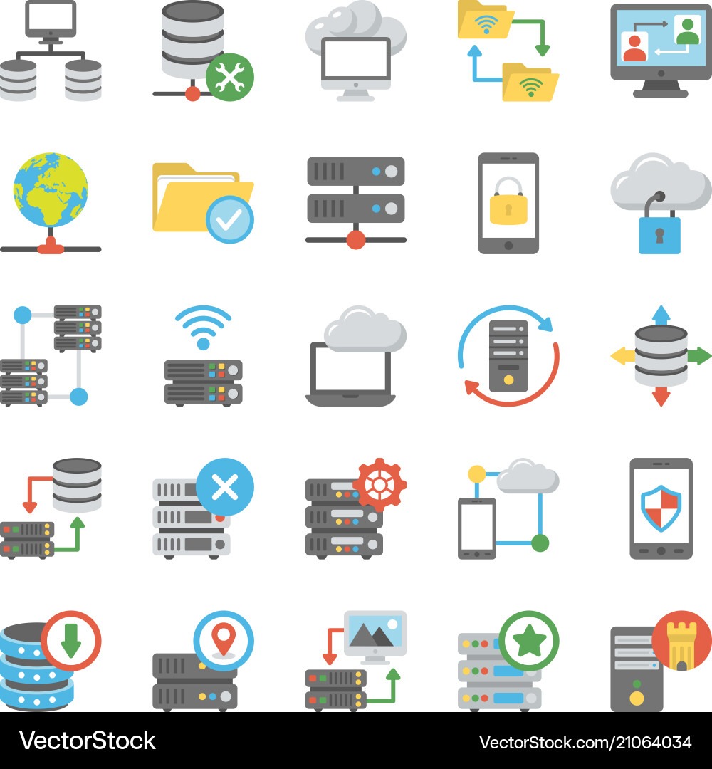Data Storage & Databases Icons vector image