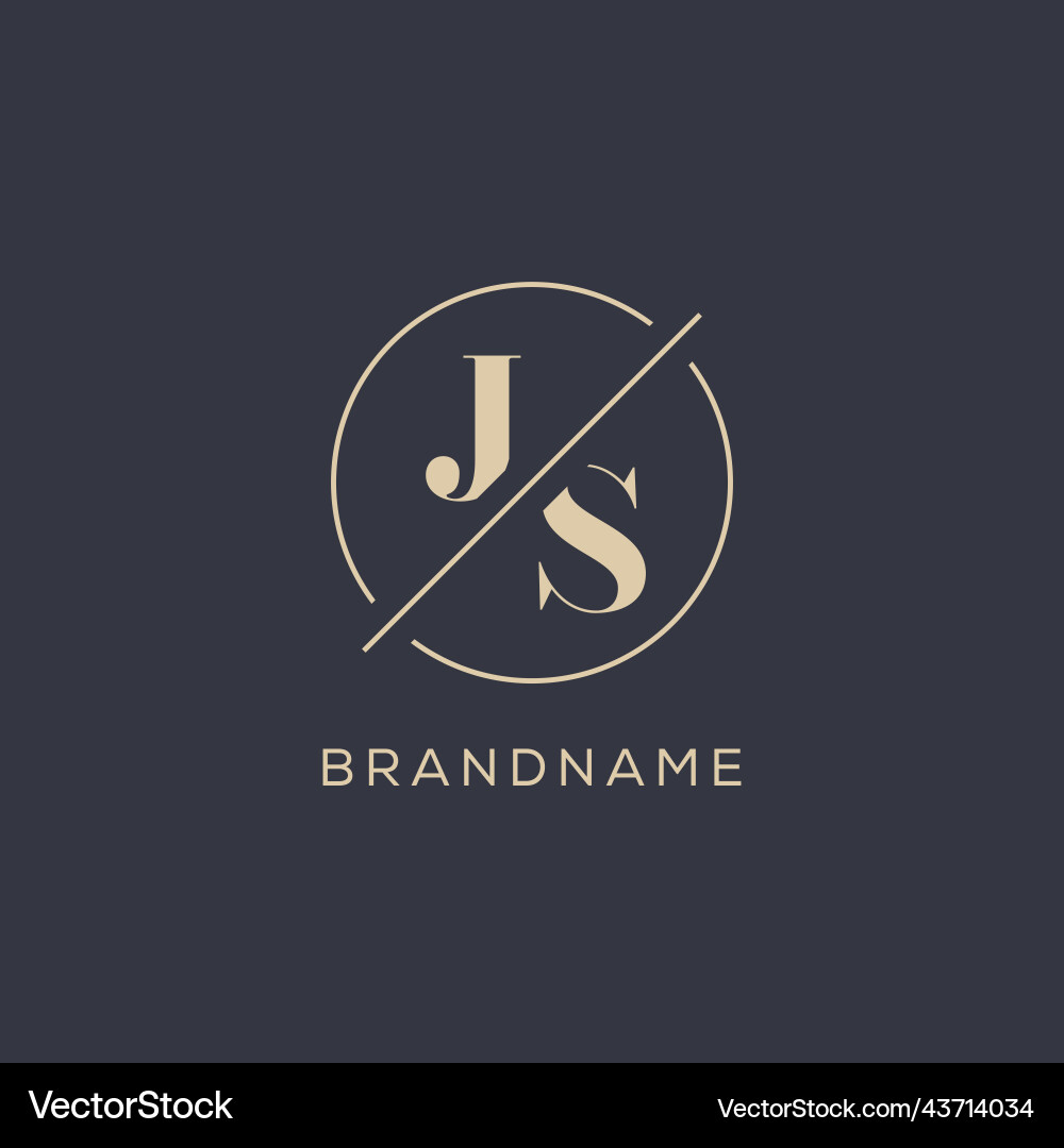Initial letter js logo with simple circle line Vector Image